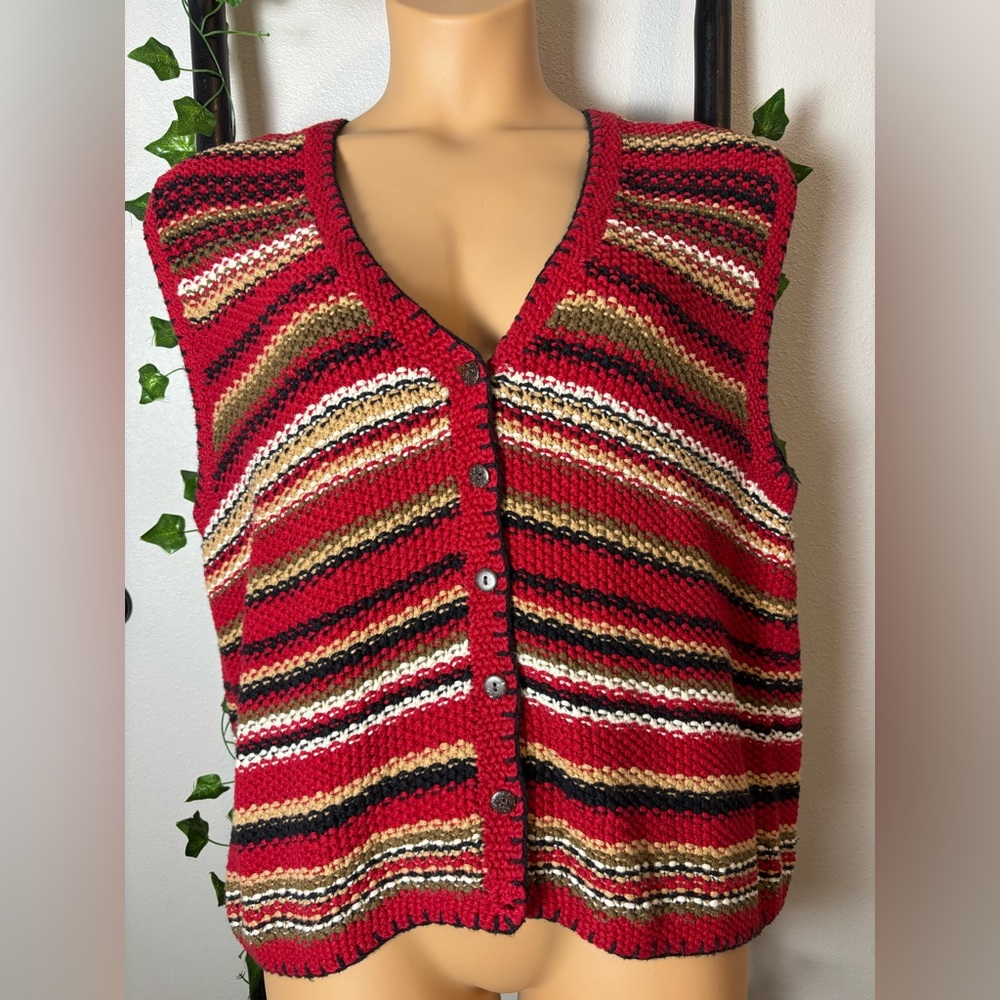 Portraits Northern Isles Hand-knitted sweater vest EUC Size XL Grandmacore